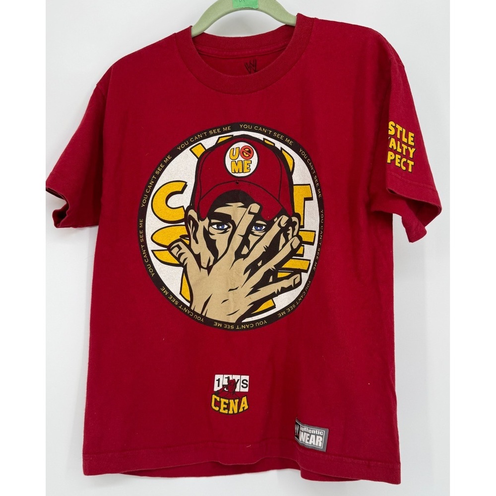 WWE John Cena You Cant See Me Shirt Youth L Red Wrestling Graphic Tee